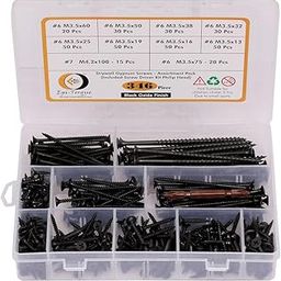 Epi-Torque; The Epic Torque #Doityourself Drywall Gypsum Screws Sharp Point Self Tapping Carbon Steel Assortment Set Phillips Bugle Head, Wood, Furniture and Cabinet (Black) -Pack of 346 Pcs-28