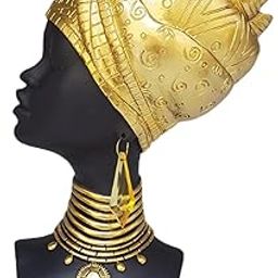 ATORSE African Women Statue Black Art Bust Figurine for Desktop Bookcase Decor Gold|Home & Garden|Home D?©cor|Figurines-image-52