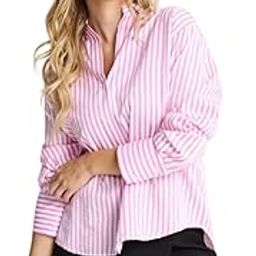 Women's wear Pink White Stripe Formal Women Shirt-image-7