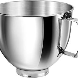 JEASOM Stainless Steel mixing bowl, Compatible With KitchenAid 4.5/5QT Tilt-Head Stand Mixer, 5QT Mixer Bowl with Handle for KitchenAid, Dishwasher Safe-12