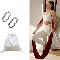 OKO Silk Fabric Aerial Yoga Hammock 6mtrs, 236 Inches Height Aerial Silks For Increasing Strength, Flexibility and Balance | Colour - Burgundy | With - 2 Carabiner & 1 Bag-image-1