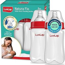 LuvLap Anti-Colic Wide Neck Natura Flo Baby Feeding Bottle, 250ml (Pack of 2), New Born / Infants / Toddler upto 3 years, BPA Free, Pack of 2, White & Red-11
