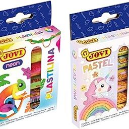 Jovi Plastilina Modelling Clay - 6 Neon & 6 Pastel Colours Non-Drying Clay of 15 Grams Each Art & Craft Fine Motor Skills Moulding Project Work with Dough-27