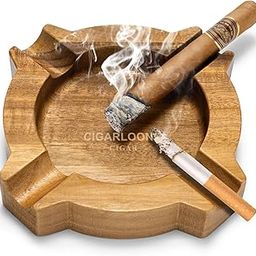 Wooden Cigar Ashtray Outdoor Indoor Square Cigar Accessories Cigarettes Ashtrays with 4 Durable Solid Slots Cigar Holder, Wooden Cigar Ash Tray Large for Outdoor Home Patio Office and Bar Use for Men-image-19