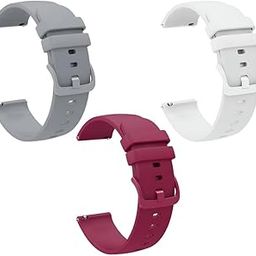 Estrenar 19mm Watch Strap Band Soft Silicone Replacement Wristband Straps with Metal Buckle Compatible with Noise ColorFit Pulse, Beat, Pro 2/Oxy & Boat Strom Smartwatch (Grey,Wine,White)-87