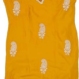 Dynamic Suits Yellow Cotton Fabric with White Paisley Embroidery Pattern, Traditional Indian Design-image-18