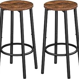HOOBRO Set of 2 Bar Stools, Kitchen Round Bar Chairs with Footrest, Industrial Pub Stools, Sturdy Steel Frame, Adjustable Feet, for Dining Room, Kitchen, Party, Easy Assembly, Rustic Brown BF03BY01-image-15