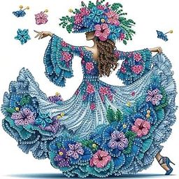 CHEFERYN 5D Diamond Painting Kit, Flower Heat Girl, Rhinestone Extremely Shiny Diamond Painting Art, Abstract Style Room Decoration (30Cm X 30Cm)-image-34