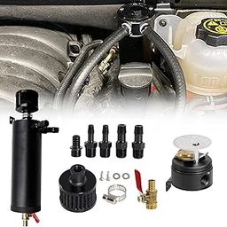Sporacingrts Universal 750ml 2-Port Oil Catch Can Baffled Reservoir Tank Breather Filter with Drain Valve Black Aluminum-9