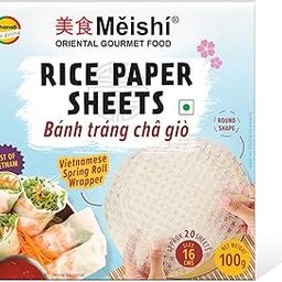 Meishi Vietnamese Gluten Free Spring Rice Paper Roll | 100g | 16 cm | Edible Rice Paper Sheets | Spring roll Wrapper-image-1