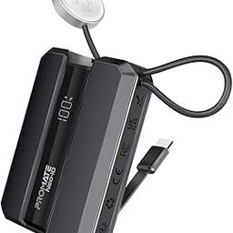 Promate Power Bank 10000mAh with Built-In USB-C Cable, 30W USB-C™ Power Delivery, Dual Type C Input & Output, Apple Watch Charger, LED & Charge Protection Power Bank for iPhone & iWatch, Neo-10 - Grey-12