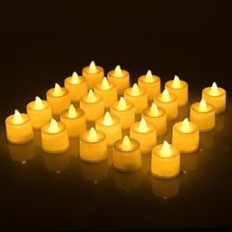 Amazon Basics 24 Pcs Decorative LED Tealight for Gifting, Mandir, Office & Home Décor (Yellow, Matte)-19