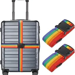 zibuyu ZIBUYU® Bag Straps for Luggage, Adjustable Suitcase Belts for Travel, Heavy Duty Luggage Strap Non-Slip TSA Approved with Quick Release Buckle Travel Accessories Bag Straps Rainbow - 2 Pcs-picture-36