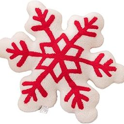 Christmas Couch Pillow Novelty Sitting Pillow for Festival Living Room Indoor 42x42 cm Red White Snowflake-image-37