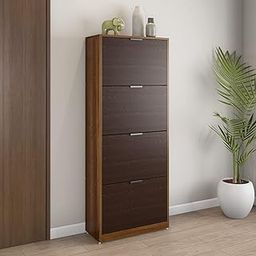 Nilkamal Florine 4 Tier Engineered Wood Shoe Cabinet | 1 Year Warranty | Walnut & Wenge-6