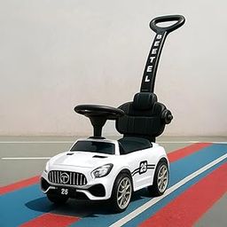 Beetle Rider Plus (with Parental Handle) Ride on Push car Light and Music,with Backrest, Safety Guard,Ride On for Kids, Baby Car, Ride On Car for Kids 3 to 8 Years Boys Girls (Blue) (White)-image-2