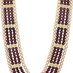 5 Layers Red and Brown Glass Beads Base Dulha Moti Mala Haar Necklace for Men's (ML1108096GMar)-image-24