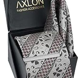 Tie for Men – Paisley Silk Neck Ties Set with Cufflinks Flower Pin, Pocket Square & Black Gift Box, Combo Necktie Sets for Office Wear, Formal Suits & Weddings (Classic Grey, NXSMX_282)-13
