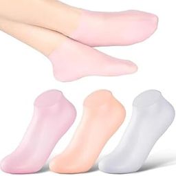 Silicon Heel Socks (1 pair) Heel for Crack Spa Gel Socks for Women and Men, Feet Protector Crack Heel Repair Socks with Moisturizing Natural Oil and Vitamin E Repair Dry Cracked (multicolored) (103)-3