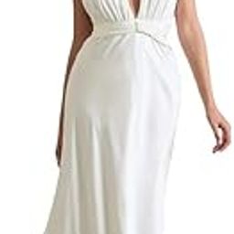 Plunge Maxi Georgette Dress with Dipped Hem.-image-1