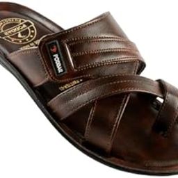 Men's Rexine Slippers with PU Sole – Stylish & Comfortable Black Slip-On Sandals for Casual | Ethnic | Rain | Outdoor | Indoor Wear with Anti-Slip-image-68