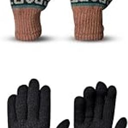 Men's Winter Woollen Pack of 2 Pairs Gloves For Cold Weather(SGD-385387)(Multicolor, Free)-image-87