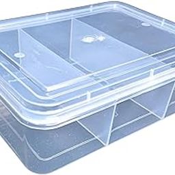 AANIJ® Multipurpose Plastic Storage Box Organizer with Fix dividers 3 Grids Pack of 1 Transparent For Multi use at home, office, shop etc Size 29 X 21 X 7.5 cm-picture-16