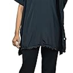 Women's Crepe Kaftan Top,Black-10