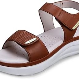 Women's Ultra Lightweight Sandals with Memory Foam Cushion|Stylish & Comfortable|Casual & Non-Slip|Diabetic & Orthopedic Flip Flops with Adjustable Strap Ladies/Girls New-D-610-image-18