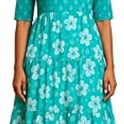 V-Neckline Elbow Sleeve Knitted Lagoon Feeding Dress - Ocean Teal-image-3