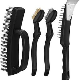 KICHOUSE Precision Cleaning Wire Brushes 4 Pack Heavy Duty Steel Brush Set for Paint Removal Automotive Cleaning Ergonomic Handle-image-5