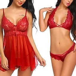 Combo of Women Nightwear Lingerie with Lace Bra Panty Set-picture-39