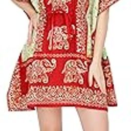 Women Printed Short/Kaftan Dress/Kaftan/Western top/Printed Kaftan Red-40