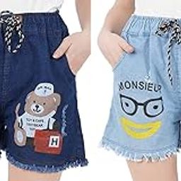 Women's Stylish Rough Look Printed Denim Shorts (Multicolour)-(Pack of 02)-image-69