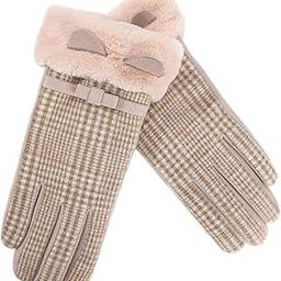 CALANDIS™ Elegant Touch Screen Gloves Soft Winter Women Plush Lined Glove Mitts Khaki | Gloves & Mittens | Womens Accessories-11