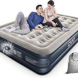 iDOO King Air Bed,Inflatable Mattress W/Built-in Electric Pump,Double Queen Size 3 Mins Quick Self-Inflation Blow Up Bed,Guest Air Mattress for Home Travel 203X152X46Cm-Polyvinyl Chloride,Grey-image-24
