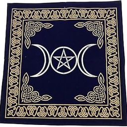 Shreyshti Altar/Tarot Cloth Velvet Triple Moon Pentacle, Blue 18 inch x 18 inch for Tarot Reading, Wicca, Pagan, Magic, Wall Decor, Table Cloth-14
