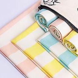 Saijal Stories Bamboo Fiber Multipurpose Towels with Pouch Baby Burp Cloth Hand and Face Towel Kitchen Dish Towel (45x38 cms, Pack of 3 (Peach, Mint Blue, Golden Yellow))-15