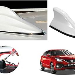 Auto Pearl Shark Fin Antenna Universal Replacement Car Antenna Roof Aerial ABS Material Waterproof Rubber Ring AM FM Radio Signal Compatiable with - Baleno RS 2019 - (Color White)-image-3