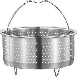 HEVASNEK Steel Steaming Basket - Food Steaming Basket for Cooking with Handle Vegetables Fruit Colander Full Handle for Easy Use (19.8 * 19.8 * 9CM)-26