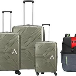 Polypropylene Aristocrat Phantom Hard Shell Luggage Set, 55/66/76 cm,Set of 3 Suitcases with 8 Spinner Wheels, Number Lock and 7 Years Warranty with Free Backpack (Grey)-image-20
