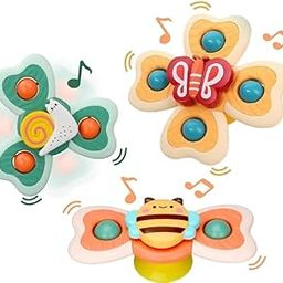 Umadiya® Baby Bath Toys Spinner Toy 3 PCS Spinners for Baby Toddlers Boys Girls Waterproof Suction Cup Spinning Top Rotating Montessori Learning Toy Sticks to Smooth Surface Return Gift for Kids-29