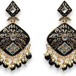 Earrings for Women | Antique White Stone-Studded Dangle Earrings | Lightweight And Stylish Traditional Earrings for Women & Girls-image-39