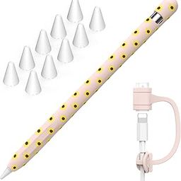 NIUTRENDZ Sunflower Case for Apple Pencil 1st Generation Case Cover Silicone Protective Sleeve Accessories with Apple Pencil Tips Cover & Cable Adapter Tether (Pink)-image-102