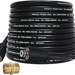 Flexible Pressure Washer Hose, 16ft 3200psi Anti-Explosion Power Washer Hose, 1/4" Replacement Car Wash Pipe with M22 Fittings Power Pressure Reel High-image-24