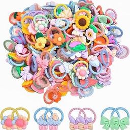 10 Pieces Cute Girls Hair Tie Colorful Elastic Kids Hair Band Ropes Cartoon || Small Ponytail Holders Animal Flower Fruit Kawaii || Hair Accessories for Toddler Girls Infants-image-72