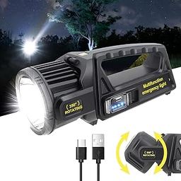Glaceon 1000,000 Lumens Rechargeable Spotlight Flashlight with 9 Modes, 350° Rotate Head, IPX6 Waterproof - Outdoor Handheld Solar Flashlight for Emergencies & Power Bank (GC-05)-12