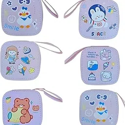 kavyara Multi Design Cartoon Printed ABS Square Small Wallets Coins Zipper Pocket Purse for Kids Pack of 1 (Pink)-picture-5
