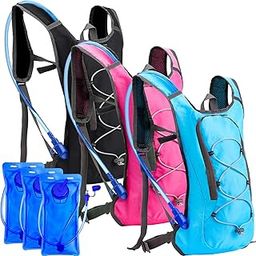 Cunno 3 Pcs Hydration Backpack with 3 Pcs 2L Water Bladder Water Backpack Hydration Pack Hydration Bladder for Camping Hiking Cycling Running Climbing Biking (Black, Blue, Pink)-image-55