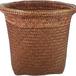MAGICLULU 1pc Garbage Can Office Trash Container Office Waste Basket Waste Holder Waste Can Office Wastebasket Straw Woven Wastebasket Straw Rubbish Container Home Trash Can Waste Bin-3